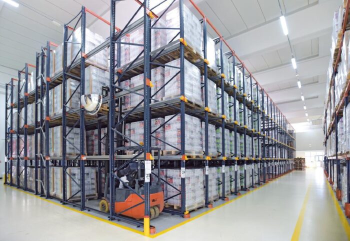 forklifts circulate drive in racks